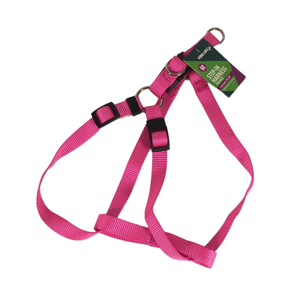 Vibrant Life Pink Nylon Step-In Dog Harness, Medium, NWT